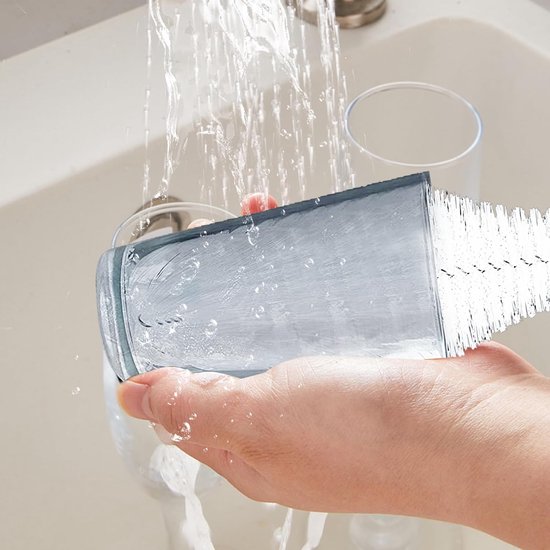 Flessenreiniger, flessenreinigingsborstel, ronde kop, lange steel, reinigingsborstel voor waterflessen, babyflessen, vazen, karaffen, met 9 cm borstelkop — afbeelding 3