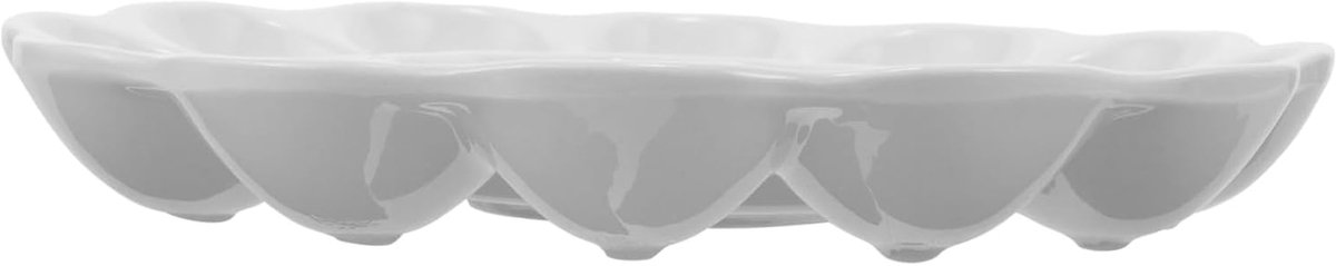 Paaseieren Plateau - Eierhouder Serveerschaal - Paasdecoratie Presenteren - Keramisch Materiaal - 20.7 cm - Wit