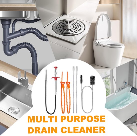 7 stuks buisreinigingsspiraal, afvoerreiniger, spiraal met accessoires, grijper optillen, afvoerreinigingsspiraal, afvoerreiniger, spiraal, voor keuken, badkamer, afvalwaterkanalen — afbeelding 3