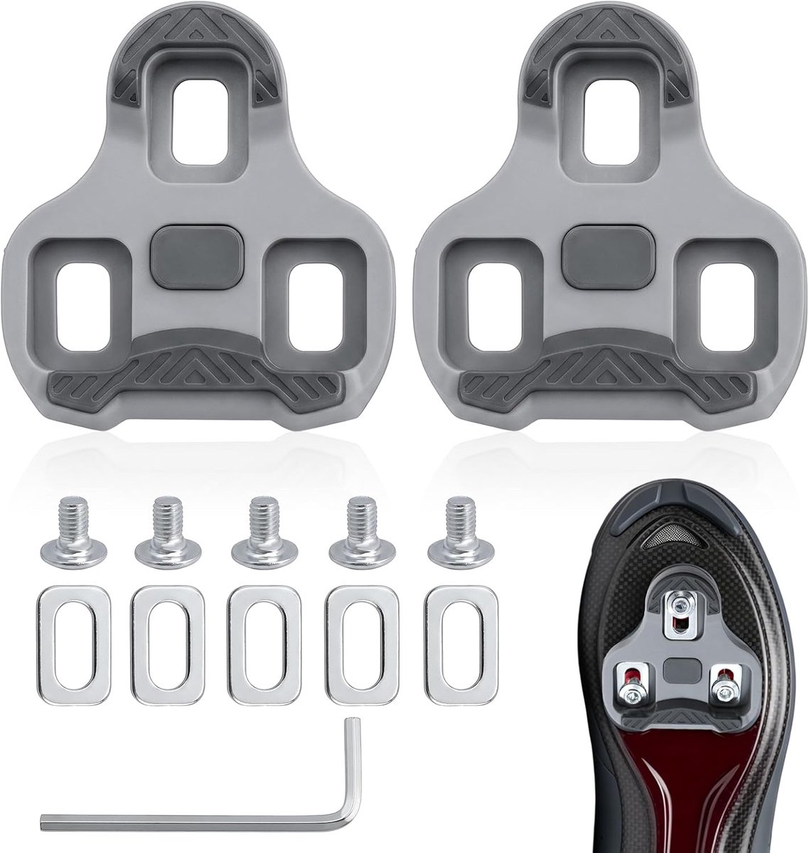 Pedalen compatibel met Look Keo Cleats, wiggen pedalen platte wiggen set voor pedalen wig fiets racefiets look Keo Grip