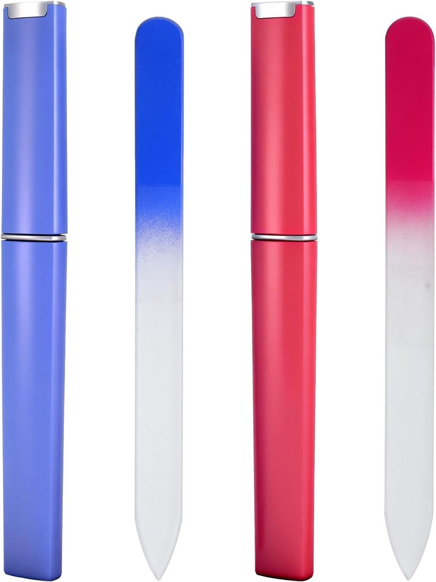 2 stuks glasnagelvijl, dubbelzijdige glasvijl voor nagels, hoogwaardig kristalglasnagelvijl met etui, manicure, glasvijl, set voor nagels, kristalnagelvijl, vingernagels