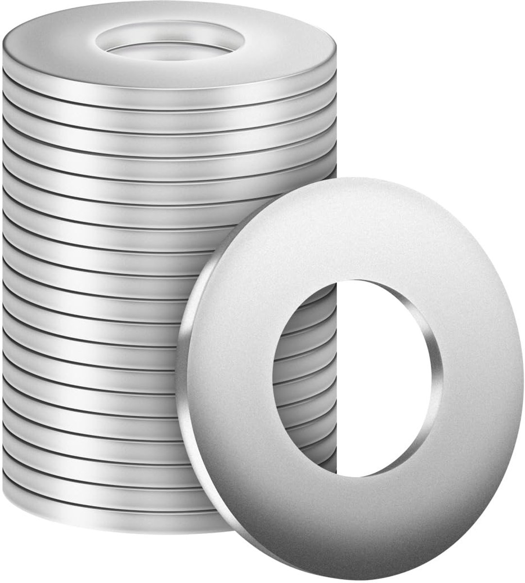 Roestvrij staal, M10 x 25 mm, 20 stuks, sluitringen, sluitringen, 304 A2 V2A, grote DIN9021 / ISO7093, metalen schijven voor schroefdraadstang, moeren en schroeven