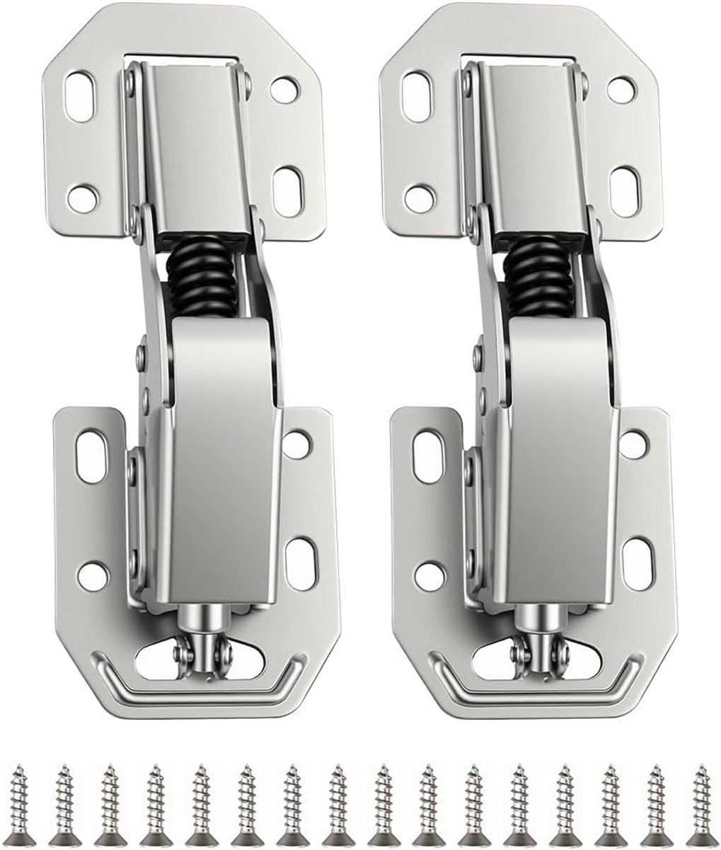 Scharnieren, 10,2 cm (4 inch) 90° onzichtbare meubelscharnieren met verborgen hydraulische buffer en 16 schroeven, geschikt voor keuken-, kantoor- en kastdeuren