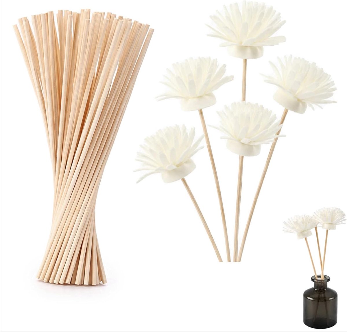 Stokjes voor diffuser, 40 stuks, bruin hout, 30 cm, natuurlijke porositeit voor optimaal absorptievermogen, navulverpakking voor kamergeur met gelijkmatige geur