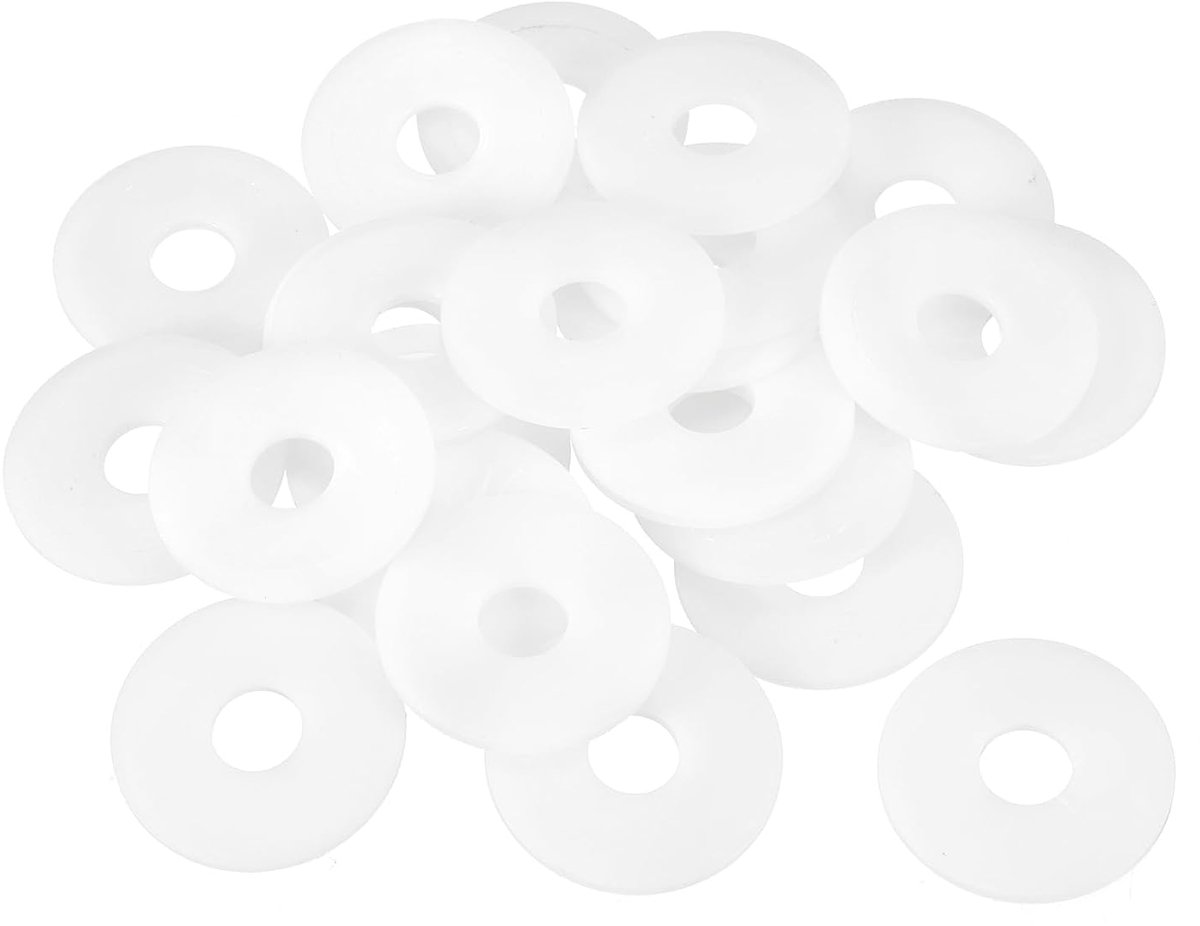25 stuks kunststof sluitringen, M12 x 40 x 2 mm, ronde sluitringen, platte afdichtringen van nylon, bijsluitringen, set voor schroeven, bouten, moer, schroefdraadstang en handgrepen, wit