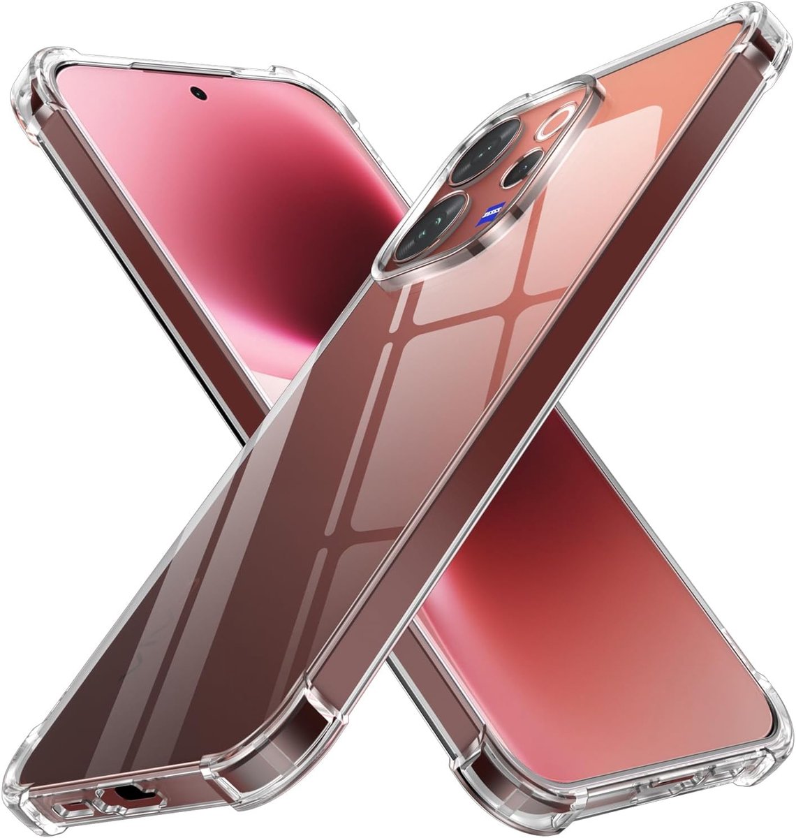 Beschermhoes voor Vivo V70/V70 Elite 5G 6,59 inch (16,6 cm), geel, transparant, schokbestendig, transparant, zacht, TPU, siliconen, krasbestendig, bumper met transparante hoes voor Vivo V70