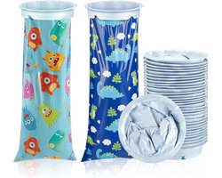 20 stuks poepzakjes voor de auto voor kinderen: WANDGU poepzakjes met ring, spuugzakken voor de auto, 700 ml draagbare poepzakjes voor de auto, scheurvaste rolzakken voor misselijkheid en braken in de