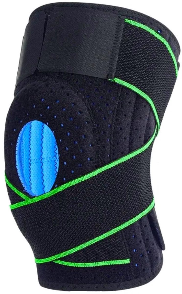 Kniebrace voor meniscus en banden, verstelbare sportkniebandage, uniseks, neopreen, crossfit, basketbal, artritis, tendinitis (groen/zwart)