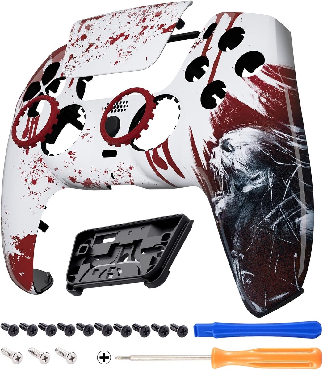 EXtremeRate LUNA Voorkant voor ps5 Controller BDM-010/020/030/040/050/060 | Vervanging Behuizing met Touchpad,Ringen Shell voor ps5 Controller,Bloedzombie