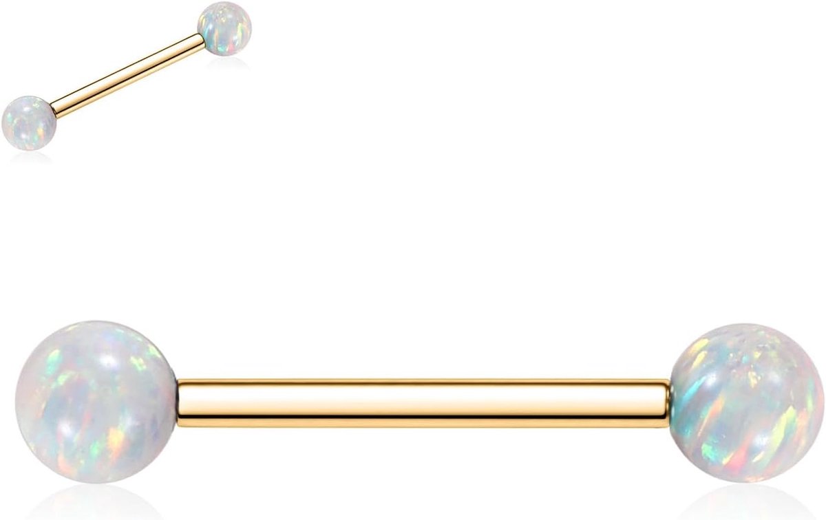 14G tepel- en tongpiercings, G23 titanium tepelpiercings, rechte barbells, tepel- en tongpiercing van 12-18 mm