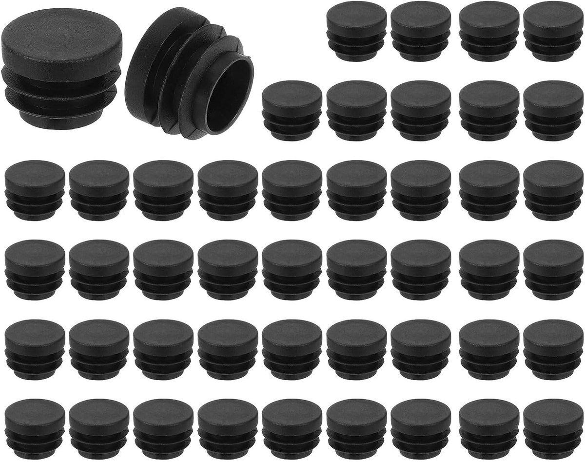 56 stuks ronde kunststof stoppen, buiseindkappen, 24 mm, meubelpijpinzet, glijbescherming voor stoel, bank, tafel, rek, zwart