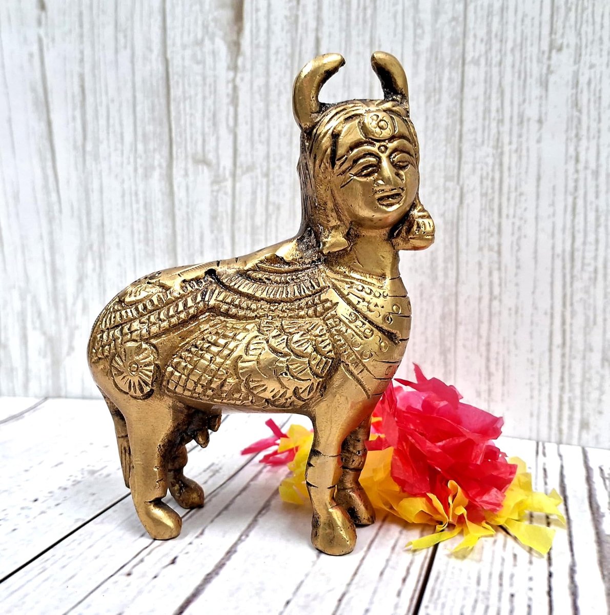 Messing Kamdhenu Koe: Hindoe mythologische wenskoe