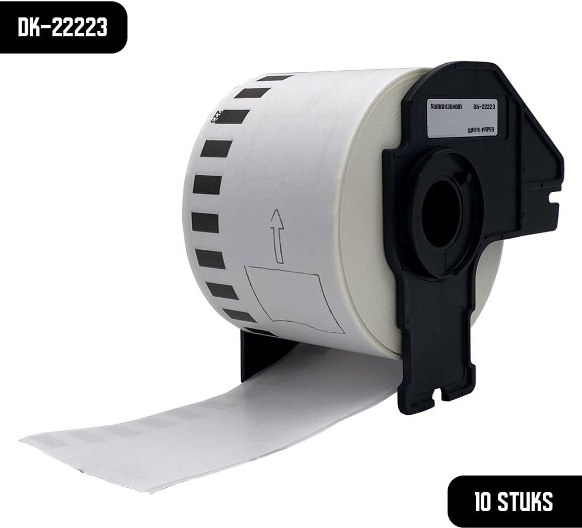Labelrol 50 mm x 30,48 m - Doorlopend zwart op wit - Papier - Ideaal voor etiketten op maat - SnelShoppen