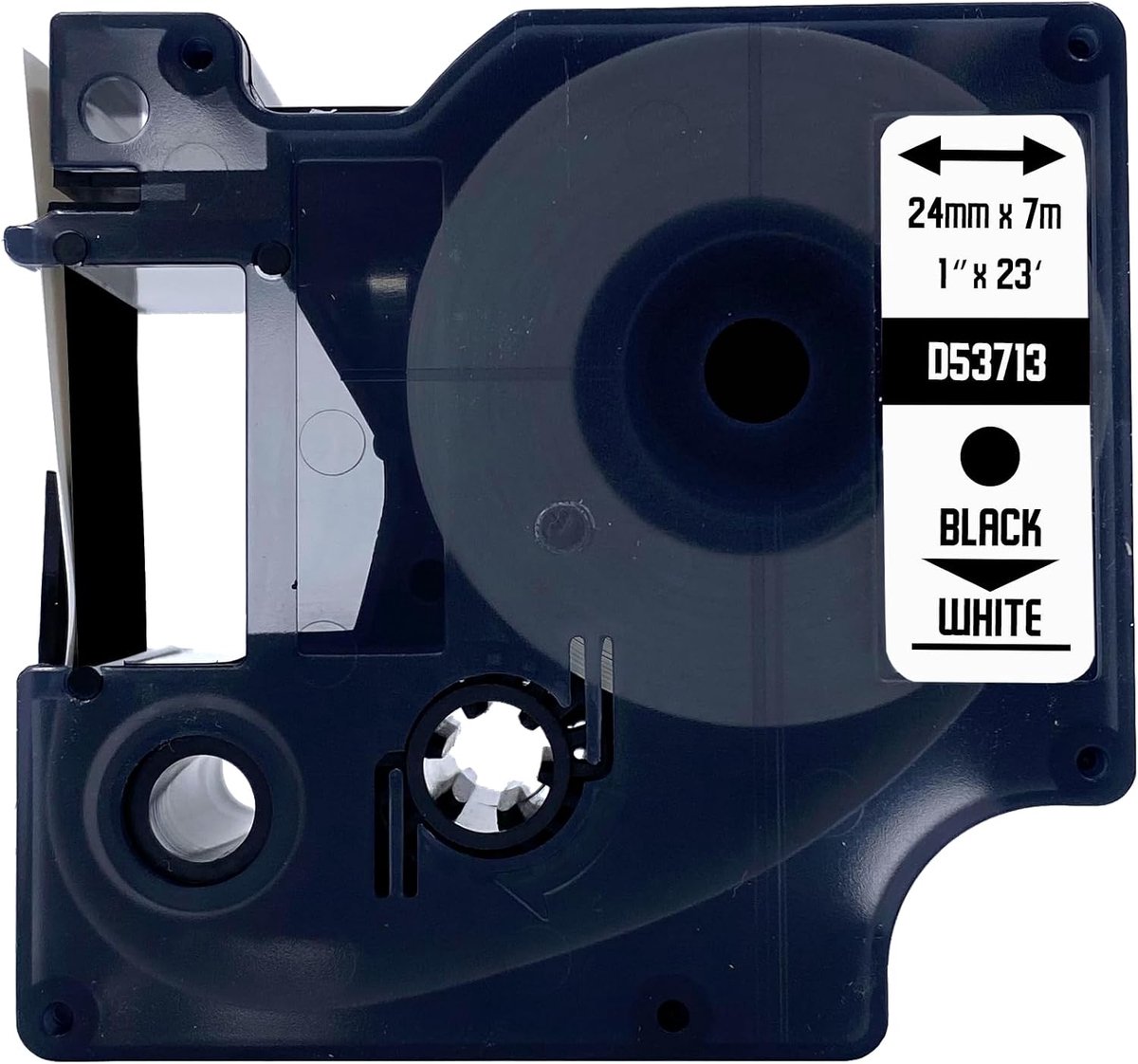 Label tape 24mm x 7m - zwart op wit - vervangend voor Dymo 53713 - scherpe en duurzame labels - SnelShoppen