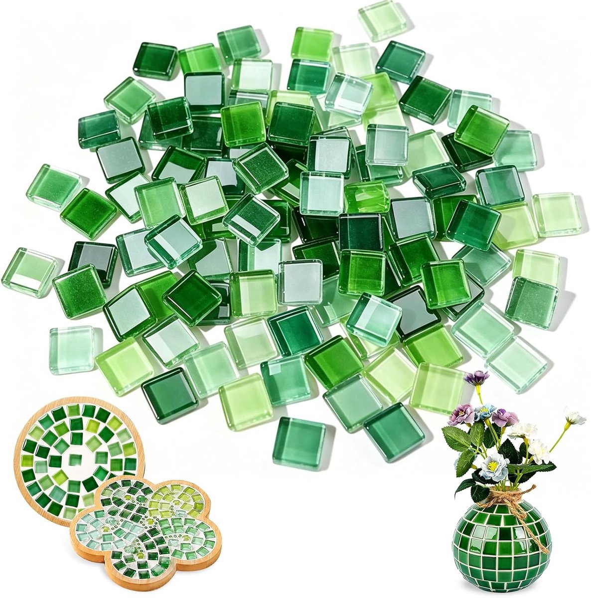 Mozaïektegels mini 1 x 1 cm, vierkante mozaïek knutselset volwassenen gemengde kleuren glazen mozaïekstenen voor badkamer woondecoratie doe-het-zelf