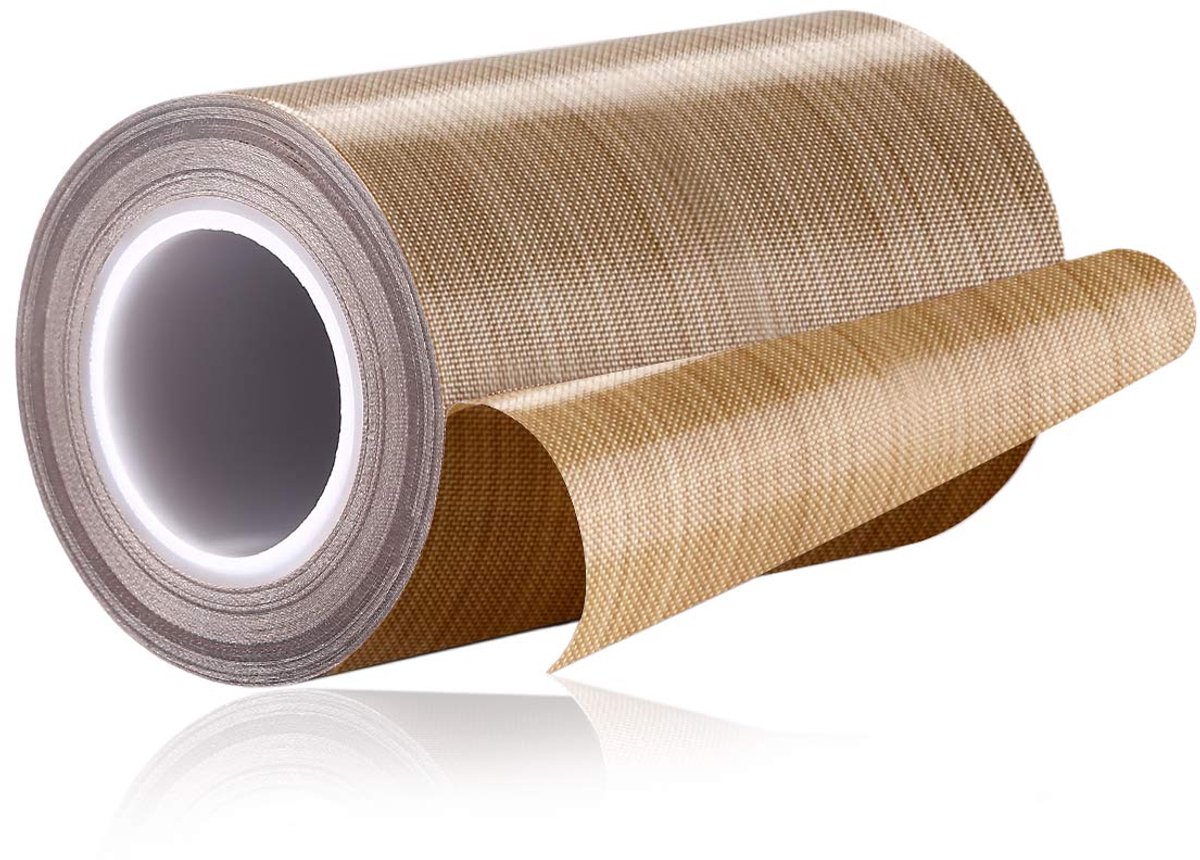 100% kwaliteitsborging; PTFE gecoate glasvezel teflontape, hoge temperatuur tape; drogen transportband; lassen afdichting tape; -196°C - +300°C 100mm x 12yards x 0.18mm Brown 3