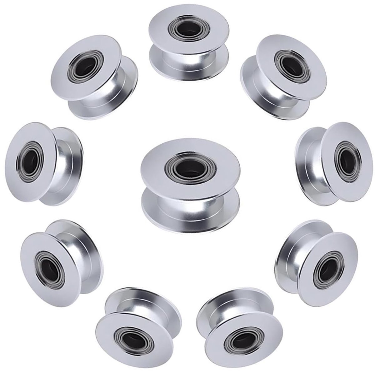 Spanrol 20T Gladde,Boring 5 mm,Breedte 6 mm,GT2 Idler Pulley 20T Toothless Bore 5 mm,voor 3D Printer 6 mm Breedte GT2 Tandriem.(10 stuks)