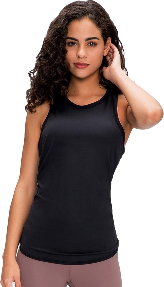 Tanktop voor dames, sporttops, zomer, workout, crossback, loopshirt, mouwloos, bovenstuk, ademend, shirt voor yoga, fitness, gym, training, verpakking van 3 stuks, zwart, XL