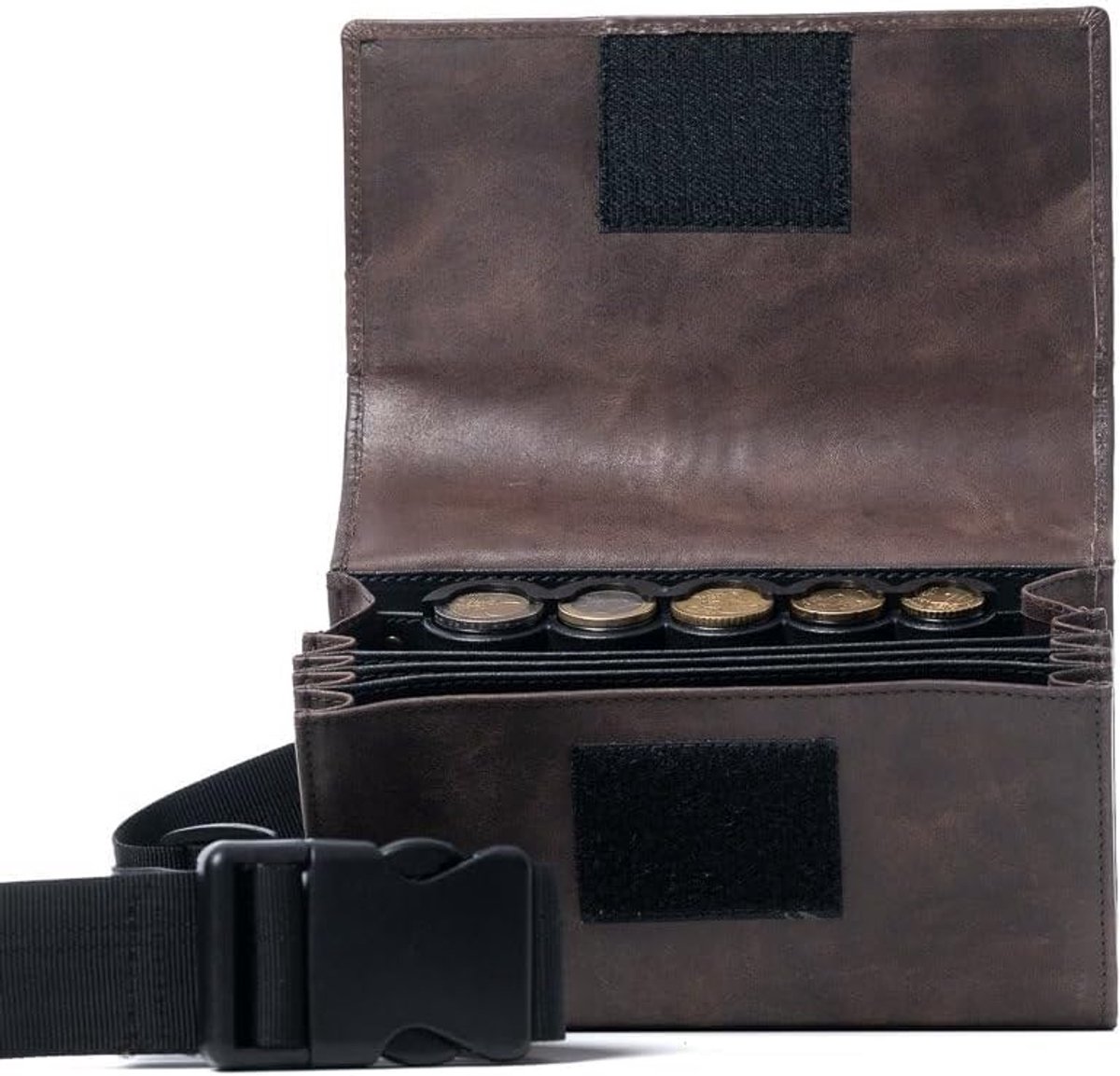 Horeca wallet - Tailleband - Leer - Handgemaakt voor sleutels en kaarten - SnelShoppen