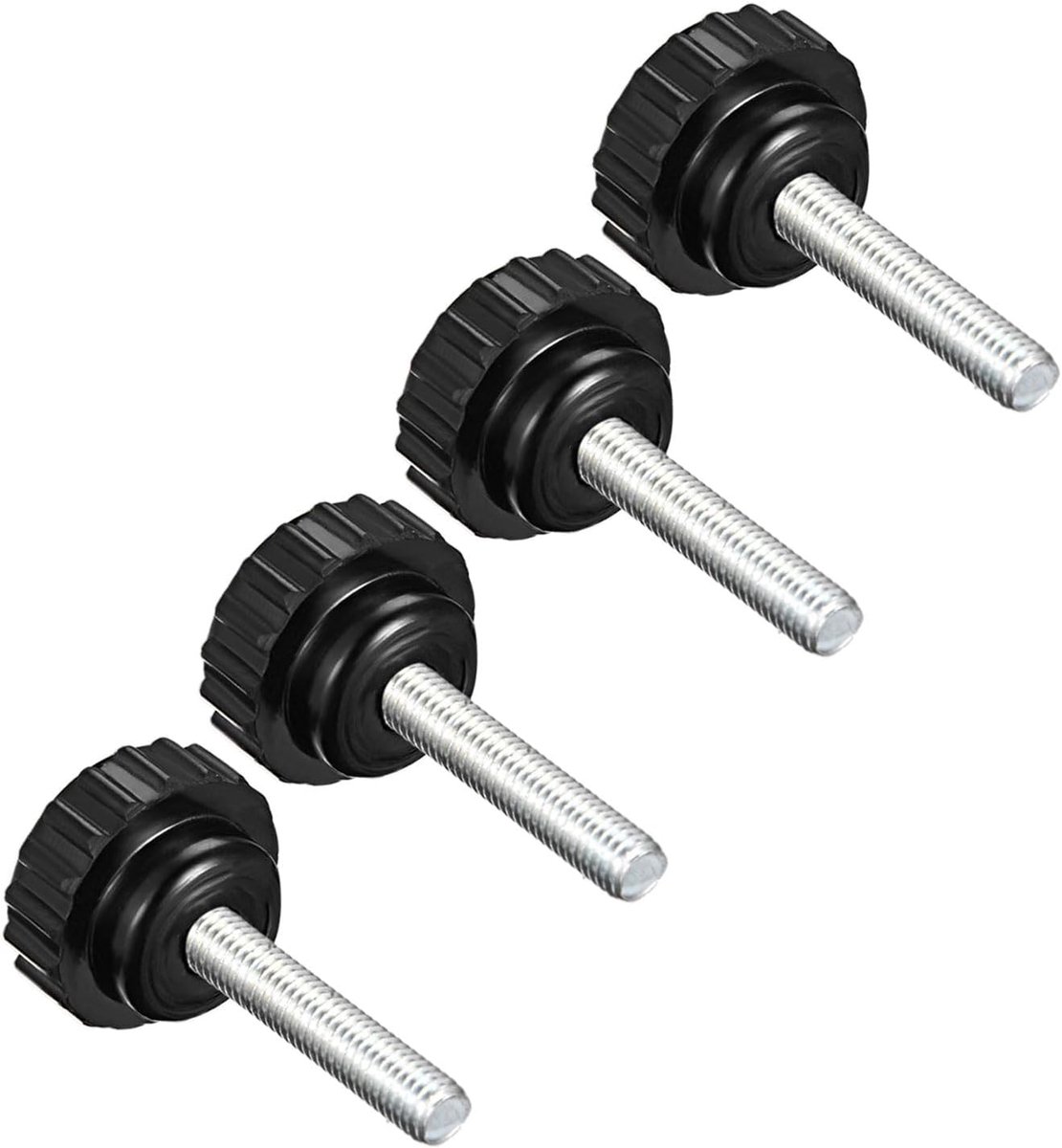klemmen knoppen M5 x 25 mm buitendraad 16 mm kop thermoset plastic duimschroef handvat bouten knoppen zwart - (toepassingen: voor draaimachine) 4 stuks
