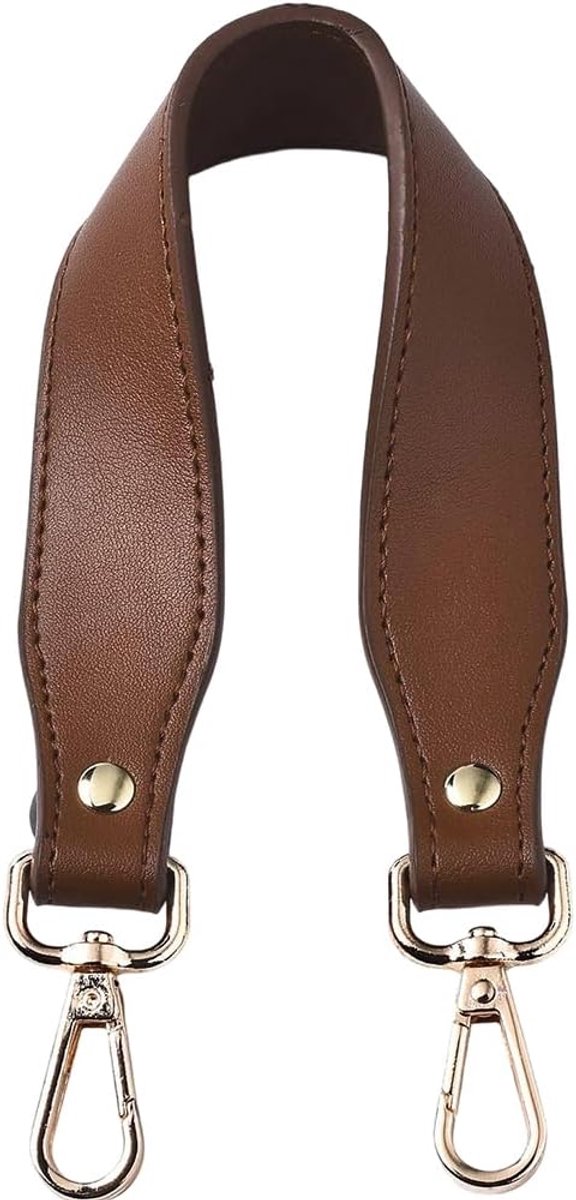 Vervangende handgreep voor handtas, 36,5 cm, van bruin kunstleer, met platte 3 cm brede schouderbanden en legeringssluitingen voor handtassen onder de arm, portemonnees