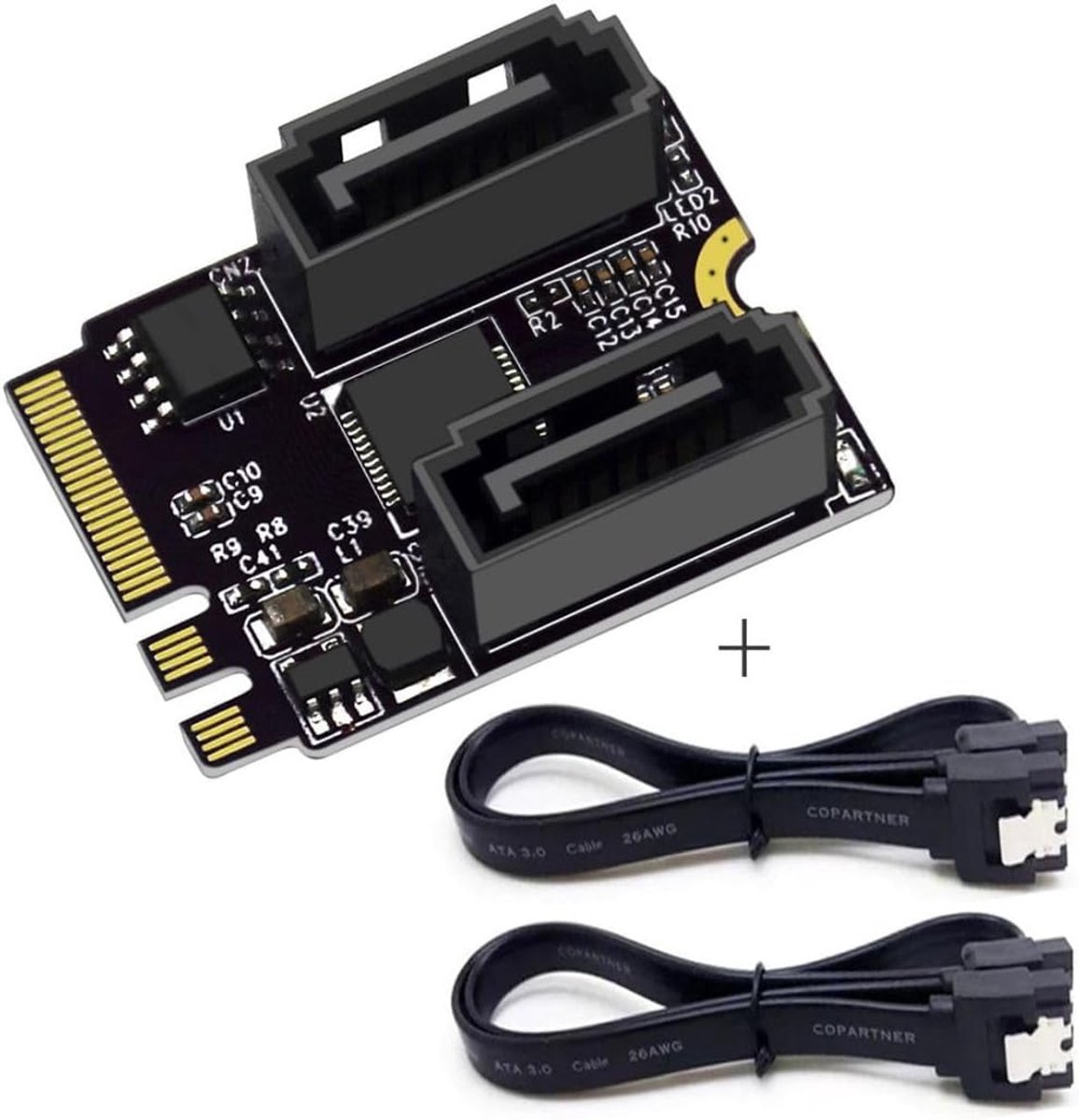 M.2 NGFF Key A+E PCI Express naar SATA 3.0 6Gbps Dual Ports Adapter Converter Hard Drive Uitbreidingskaart JMB582 2230