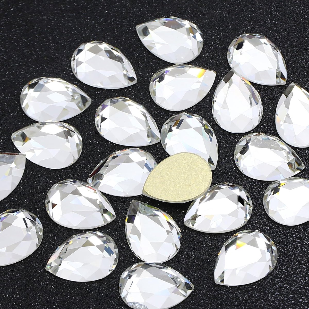 24 stuks platte glazen strasssteentjes voor kunsthandwerk, 18 x 13 mm kristal grote strasssteentjes druppel edelsteen voor kleding tas schoenen bruidsjurk decoraties doe-het-zelf handwerk