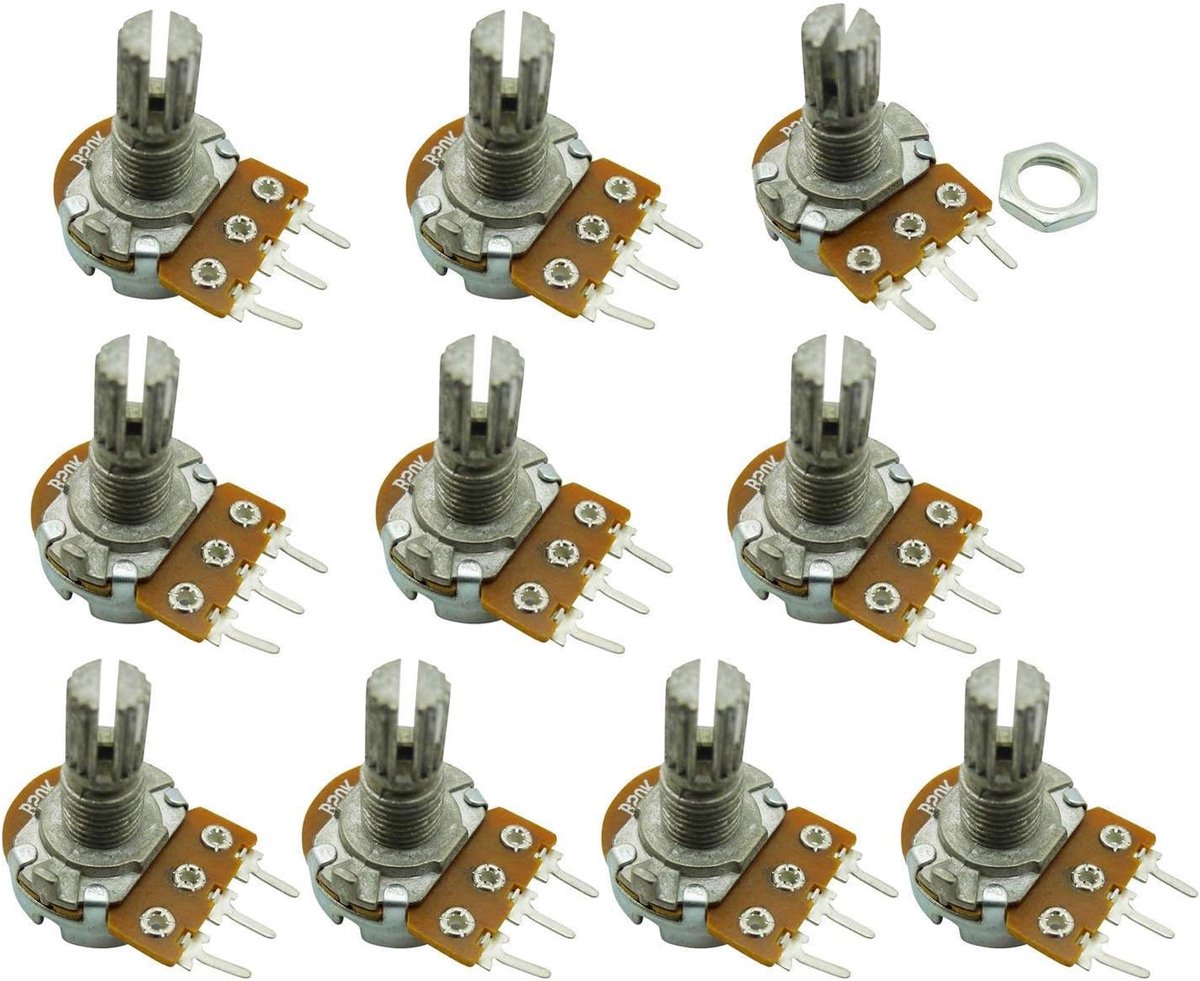10PCS B1K 1K Ohm Adjustment Single Lineair Rotary Taper potentiometer schacht 15mm, 20 K.