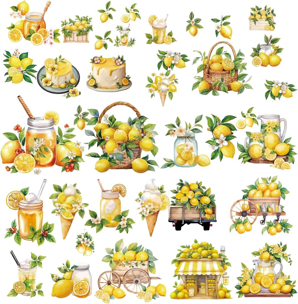 8 Vellen 8 Stijlen Citroen Raamklampen Grote Waterdichte PVC Zomer Fruit Cake Sap Fles IJsroom Groene Bladeren Glas Raam Stickers voor Schuifdeur Thuis Slaapkamer TV Muur Decoratie