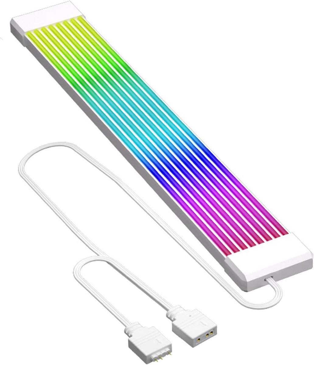 Stroomverlengkabel, 5V 3-pins Man-vrouw Flexibele ARGB Kleurrijke Gesynchroniseerde PSU-kabels Voeding Omhulde Kabel 550 Mm (X8 Plat)