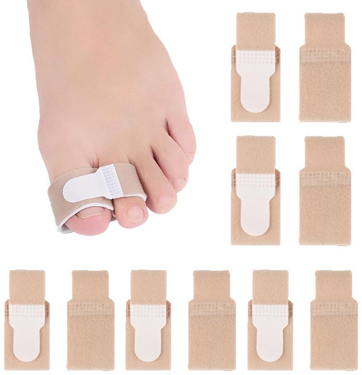 10 Stuks Correctors Bandages voor Tenen, Tenenrechter, Attellen voor Tenenoverlap, Correctie voor Hamertenen, Gebogen en Overlappende Tenen, Orthese en Attelle voor Gebroken Tenen, Scheider