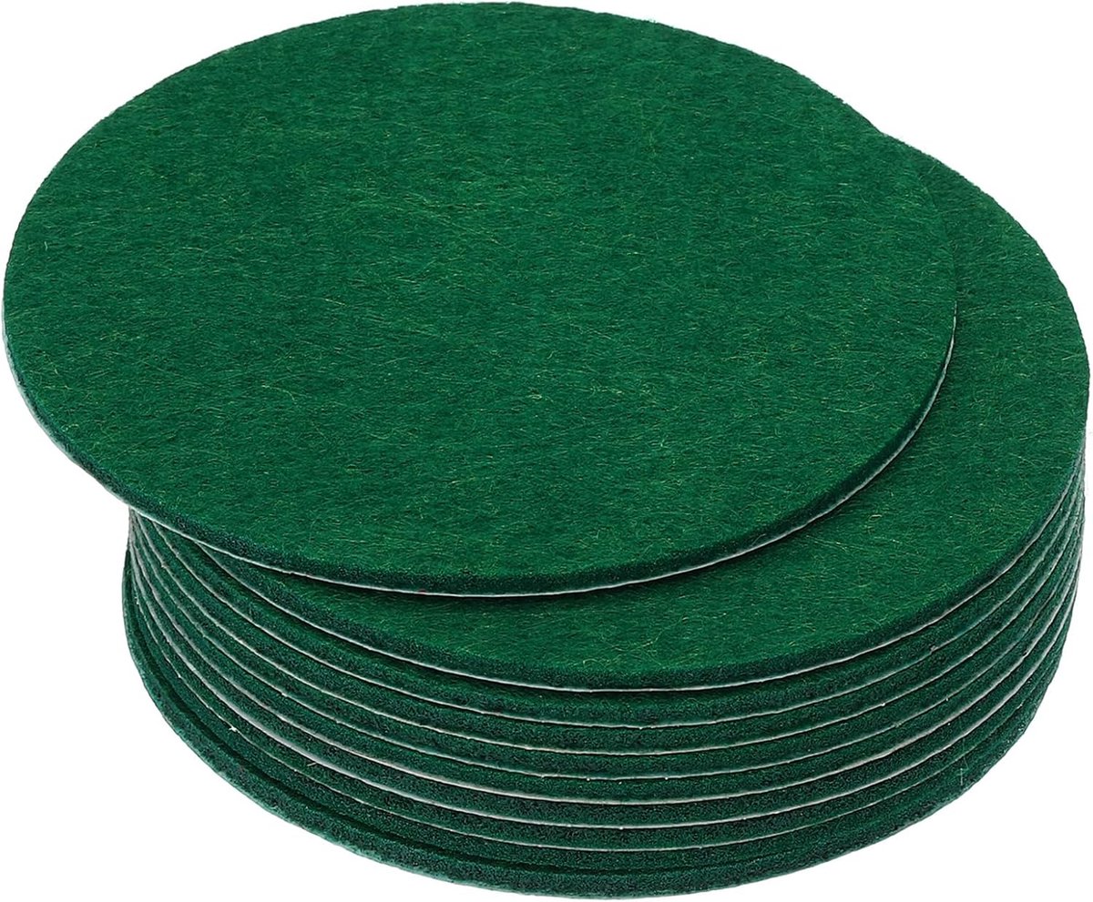 10 stuks 2 mm dikte ronde zachte zelfklevende antislip anti-kras rug vilt voor lamp meubels doe-het-zelf ambacht, donkergroen