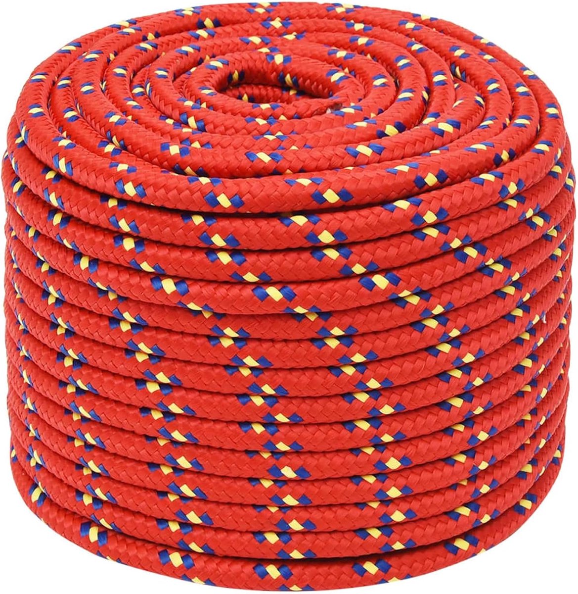 Touw 14 mm × 100 m, rood, van polypropyleen, weerbestendig, slijtvast, voor zeilboten, jachten, vastmaken en kamperen