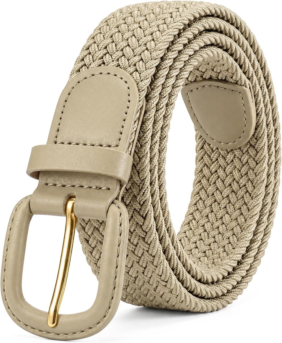 30 mm stretchriem voor heren in 6 maten, elastische stof, geweven gevlochten riem met leren gesp, 6 kleuren, maten S-3XL