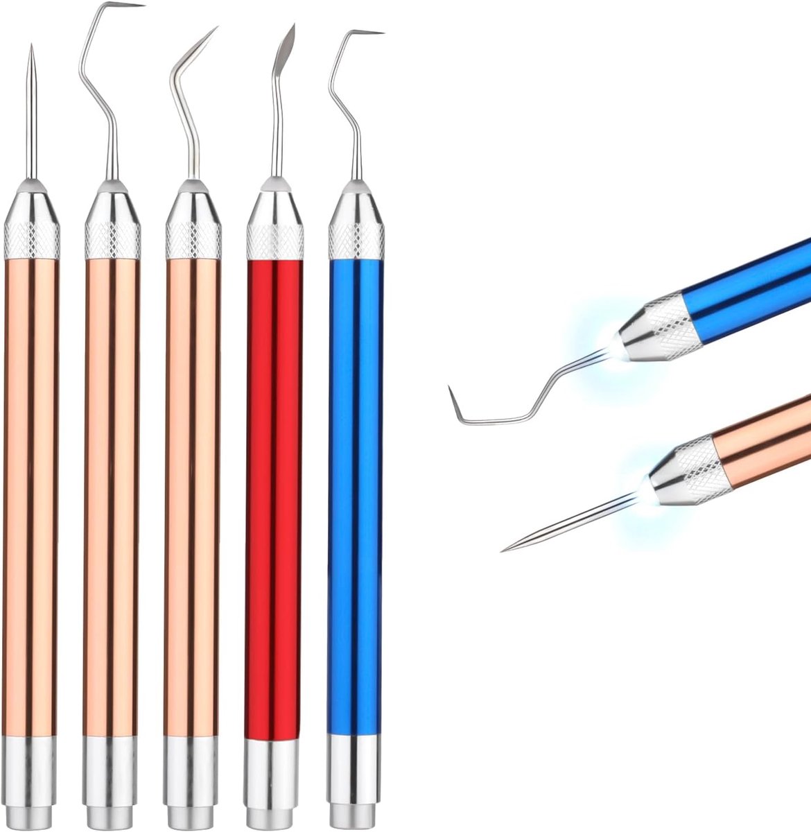 Gereedschap voor Vinyl, LED Wiedgereedschap met 5 Stijlen Pin en Haak voor Het Verwijderen Opstrijkbaar Vinylpapier Scrapbooking Silhouetten Snijden Doe-Het-Zelf Ambacht