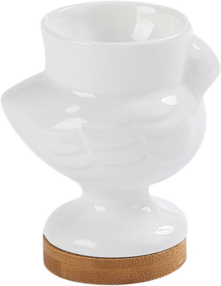 Eierhouder Keramiek - Eierdopje Serveerbeker - Ontbijt Presenteren - Stevig Krasbestendig Materiaal - 7.7x4.5x4.5cm - Wit