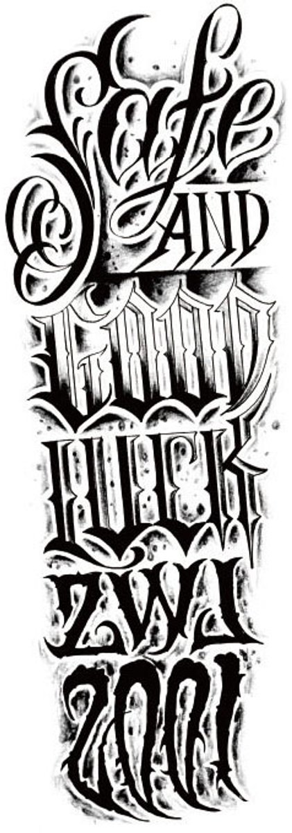 Tijdelijke sleeve tattoo tekst Street Statement 3 dagen