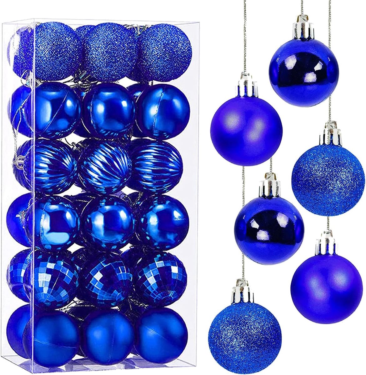 Kerstballen Boom Ornamenten, 36 Stuks 4 CM Kerstboom Versiering Set Kunststof Kerstballen Ornamenten Kerstboom Ballen (Zwart)