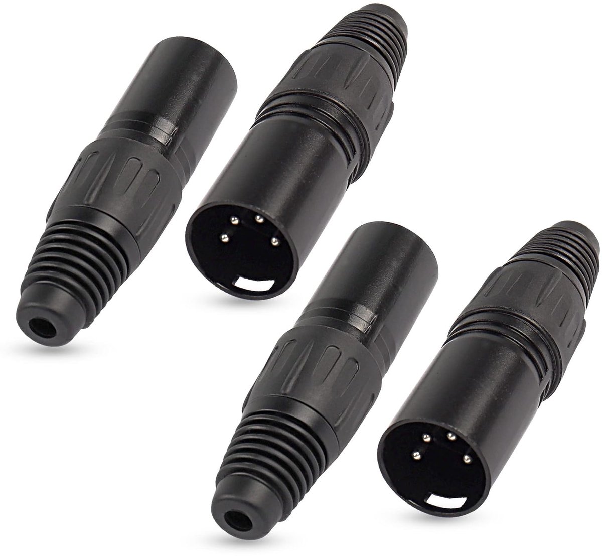 Mannelijke stekkers connectoren, XLR-kabeluiteinden soldeertype vervangende stekker audioaansluiting (4-pins XLR mannelijk)