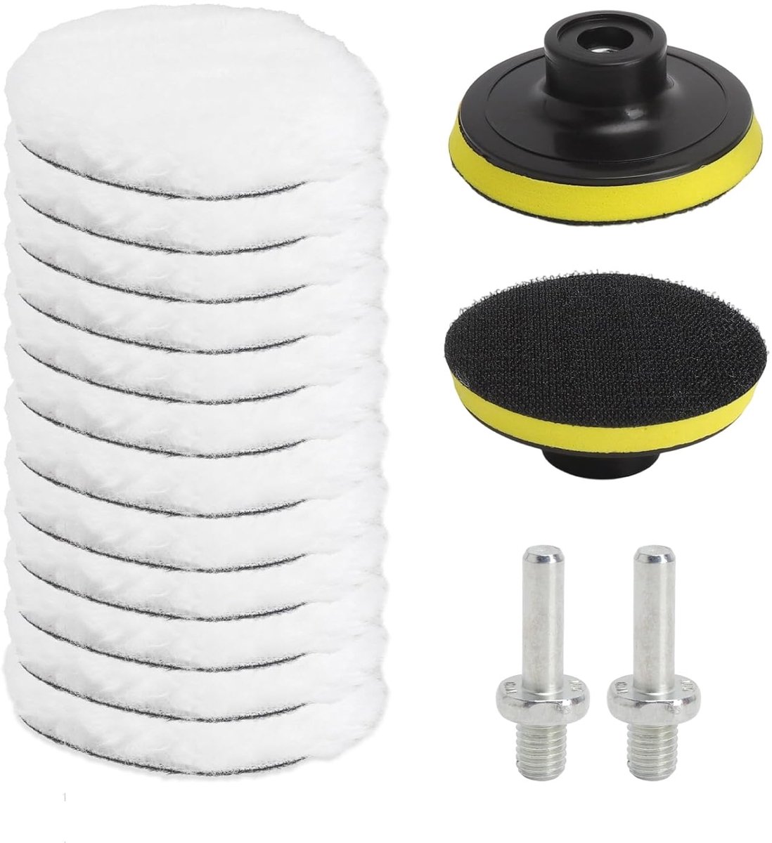 16 stuks polijstopzetstukken, 80 mm, polijstschijf, boormachine, polijstpads met M10-booradapter voor auto, polijstmachine, schuurmachine, voor het polijsten en slijpen van was