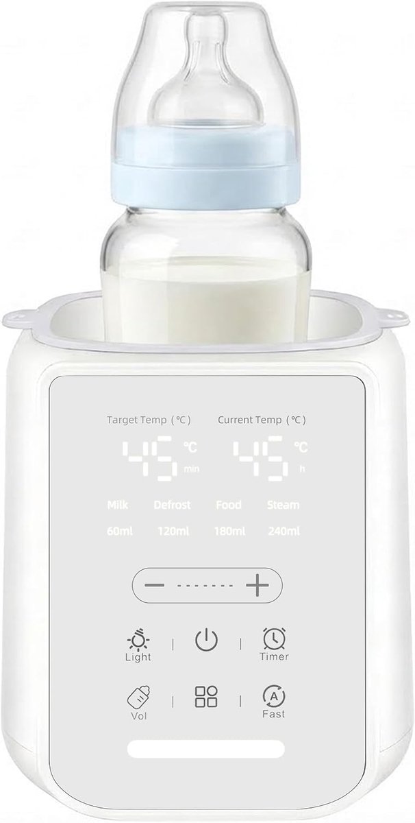 8-in-1 babyfleswarmer met nachtlampje, intelligente temperatuurregeling, sterilisatie, oververhittingsbeveiliging, BPA-vrij