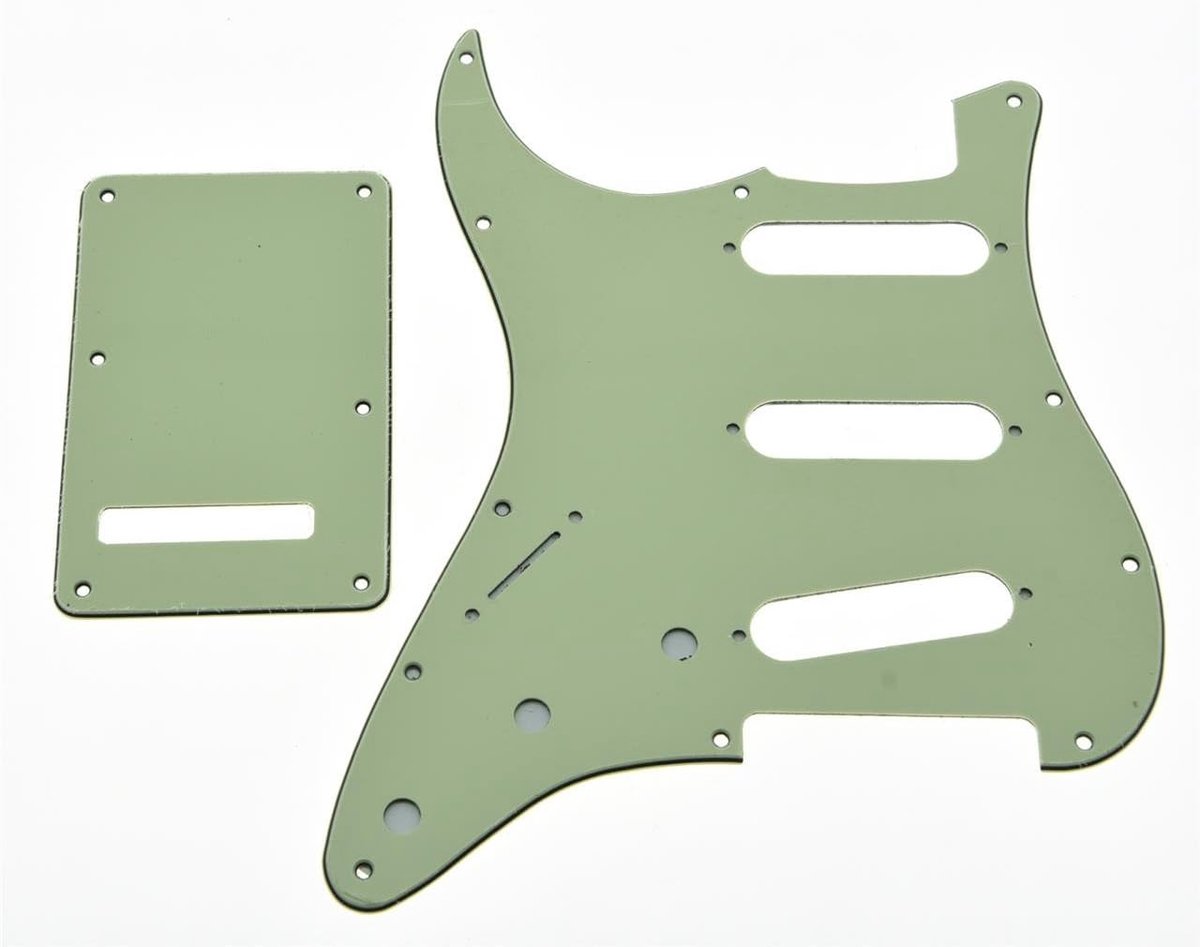 White Pearl 3 Ply Lefty USA Spec ST Strat SSS Pickguard Mint Green 3 Ply