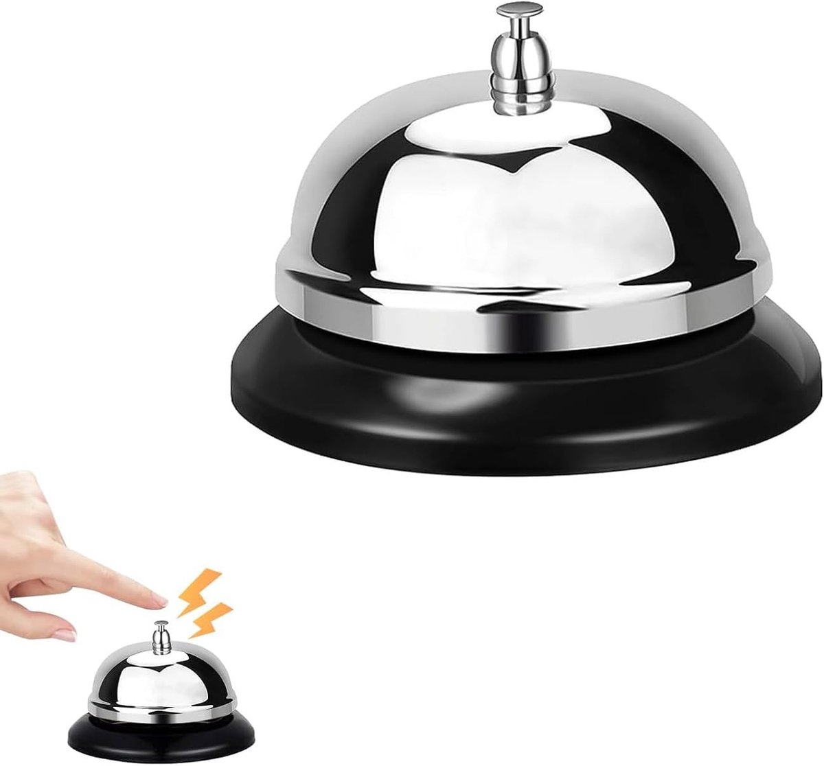 Tafelbel van roestvrij staal, receptiebel met helder, luid geluid, metalen servicebel voor hotel, restaurant, bar, keuken en ontvangst, stabiele tafelbel voor ziekenhuis, kantoor en toonbank