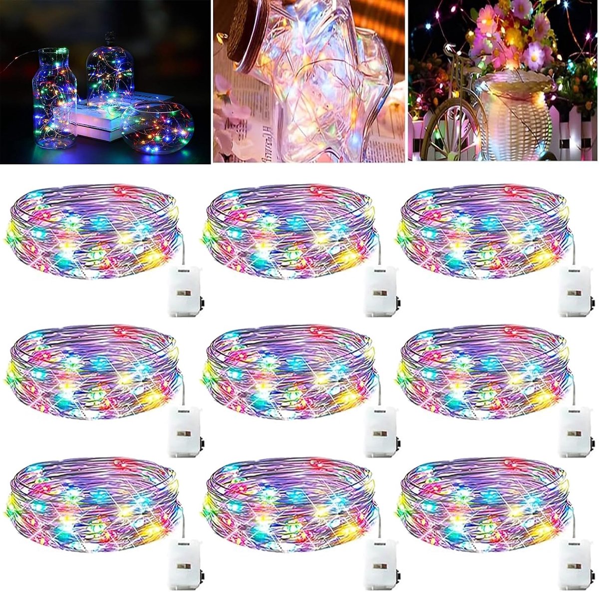 LED Fairy Lights Batterij -9 Pack 2M/20 LEDs Mini Fairy Lights met Batterij, LED Verlichting Batterij Operated Decoratie voor Fles, Kerstboom Bruiloft Balkon Party Decoratie