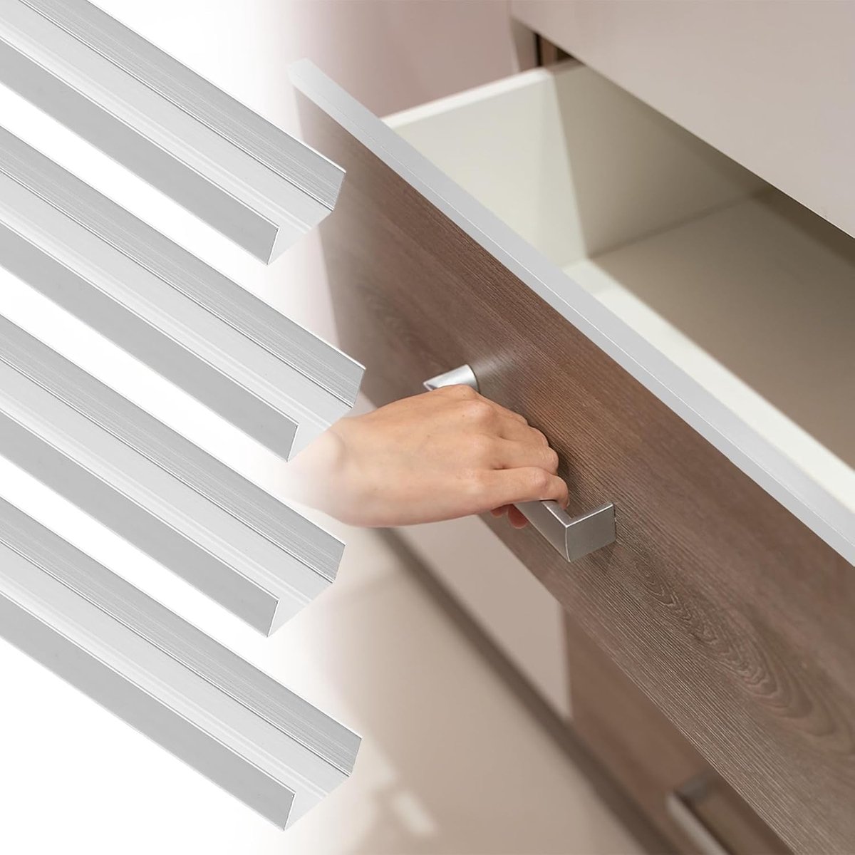 4 x hoekbeschermers van aluminiumlegering voor kasten, 18 inch schuifbeschermers voor keukenkasten met een dikte van 13/16 inch, grijs