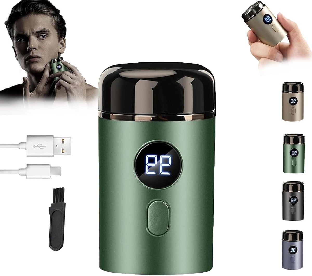 Mini Elektrische Scheerapparaat - Pocket Scheerapparaat - Gladde Huid - IPX7 Waterdicht - Compact Formaat - Groen