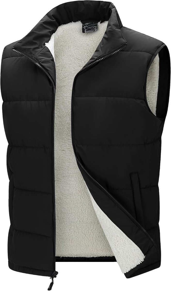 Vesten voor heren, met fleece gevoerde wintervesten, warme overgangsvesten voor mannen, waterafstotend, outdoor werkvest, mouwloze jas met 5 zakken, voor golfen, wandelen