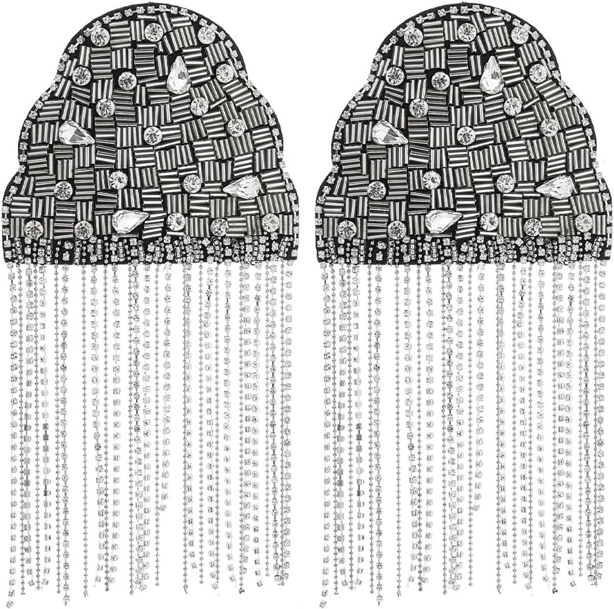 2 STKS Rhinestone Kwastje Schouder Epauletten Broche Pin Retro Strass Schouder Badges Afneembare Kwastje Epauletten Punk Epaulette