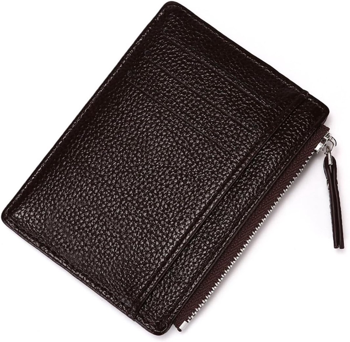 Slanke portemonnee met portemonnee, creditcardetui, kaarthouder voor heren en dames van leer, kaarthouder Slim Mini met magische functie, elegant en licht, Bruin-004, 12×9×0.8CM,