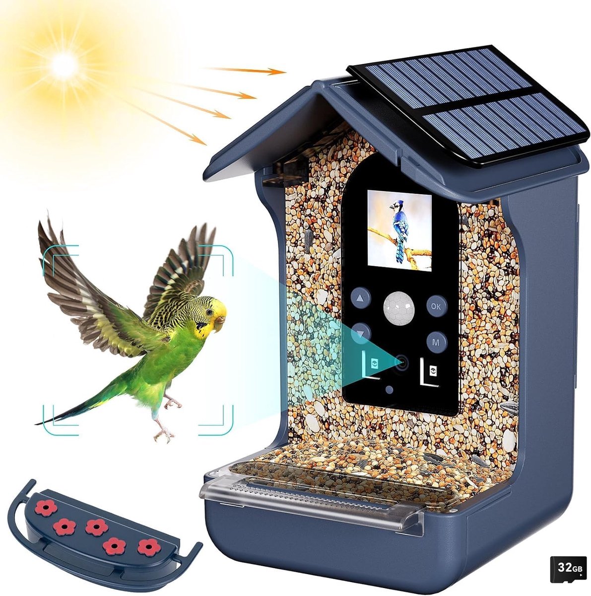 Vogelvoederhuis met camera 1080P - zonnepaneel - IP65 waterdicht - ideaal voor vogelobservatie - SnelShoppen